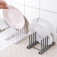 thumbnail image 2 of 4 Pack Plastic Dish Rack Plate Rack Stand Pot Lid Holder,Kitchen Cabinet Organizer for Bowl,Cup,Cutting Board and More,Desk Mail Sorter Organizer 6 Slots, 2 of 3