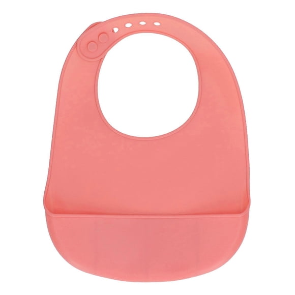 Silicone Bib Soft Waterproof Silicone Neck Fasteners Spill Pocket Dishwasher Safe Baby Silicone Bibs for 10 to 72 Months Lotus Root Pink