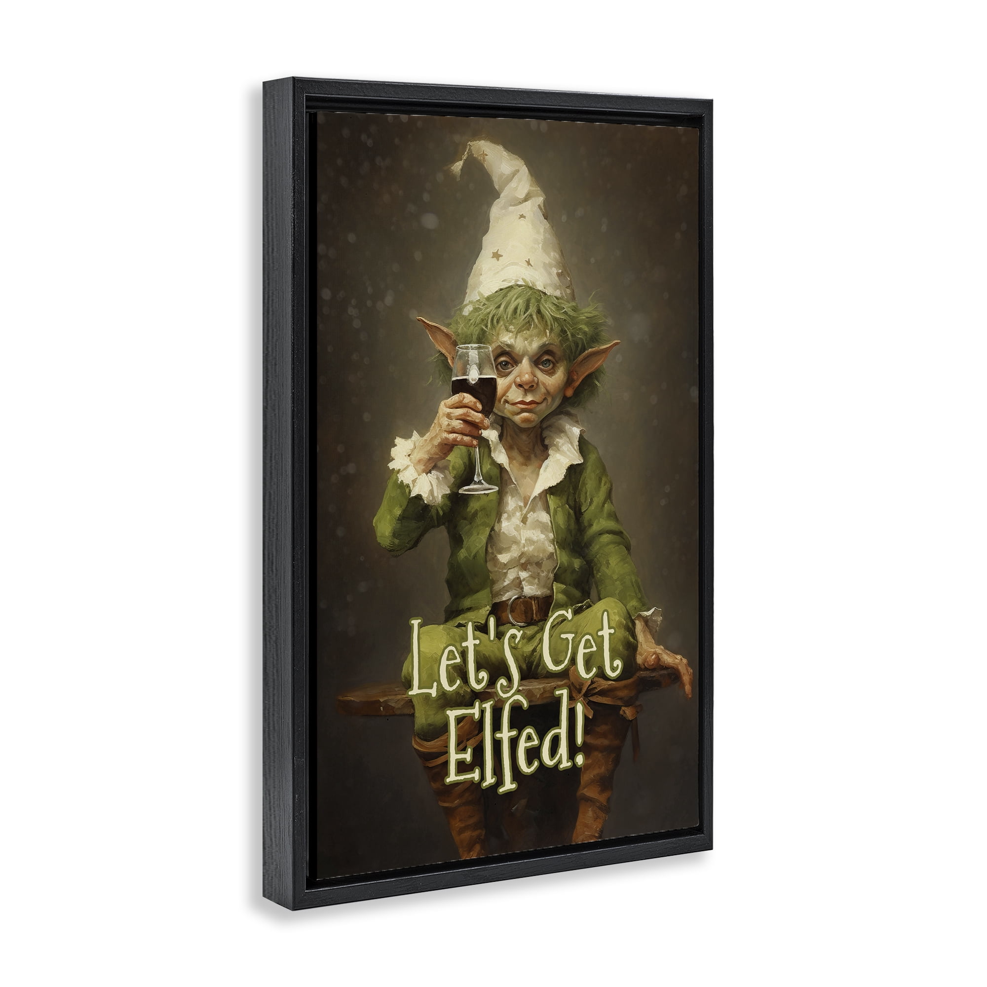 Stupell Industries Let's Get Elfed Black Framed Floater Canvas Wall Art, design by Tina LeCour