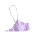thumbnail image 3 of Gureui 2Pcs Women Split Swimsuit Set, Solid Color/Printed Sexy Low Cut V-neck Sleeveless Bikini + Lace Up Panties Beach Wear, 3 of 4