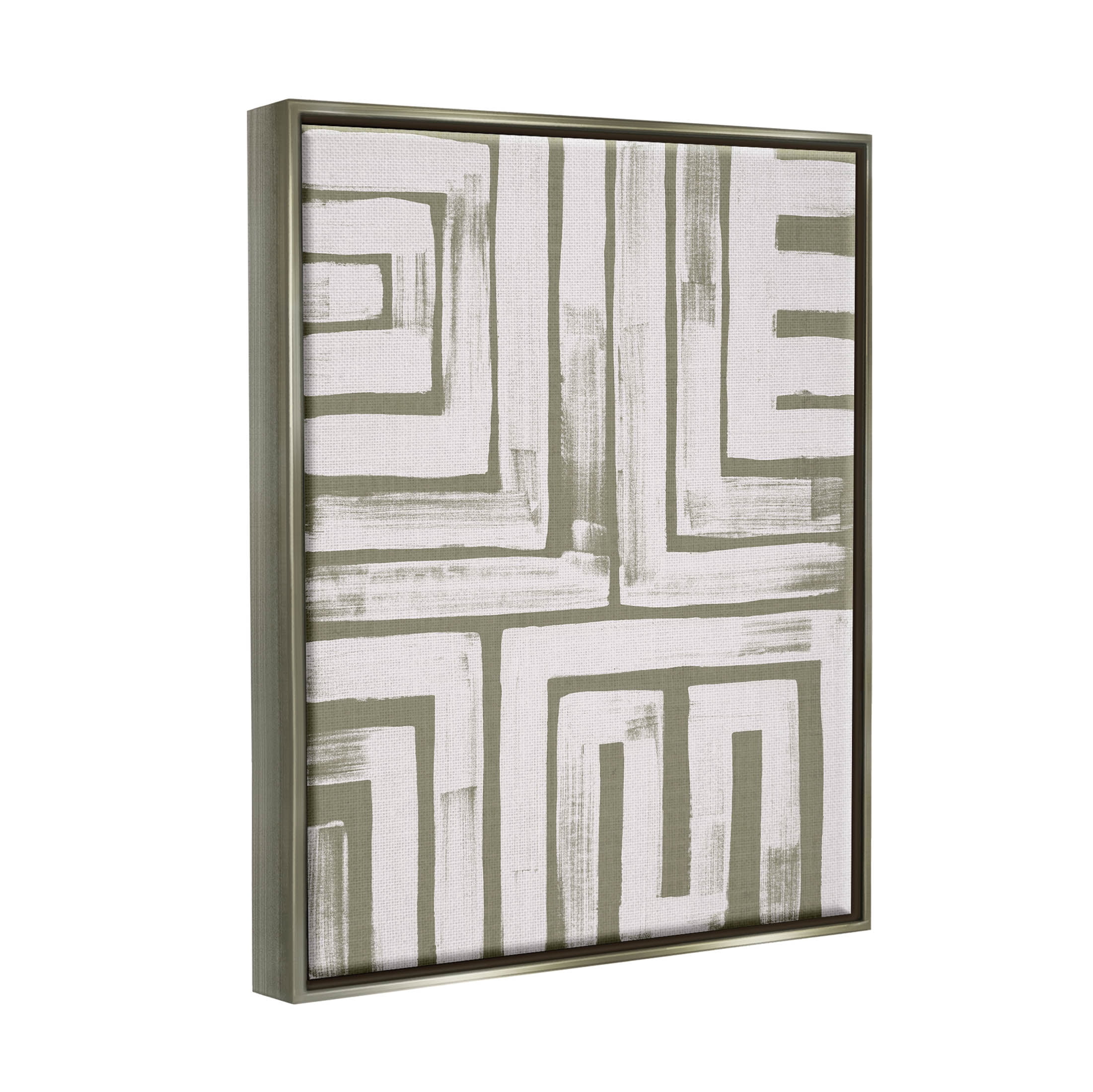 Stupell Industries Square Shape Abstract Pattern Graphic Art Luster Gray Floating Framed Canvas Print Wall Art, Design by June Erica Vess