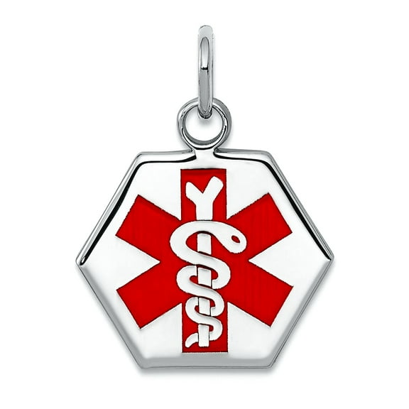 925 Sterling Silver Polished Medical Jewelry Pendant Necklace 15.8x15mm Wide Pendant for Women