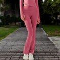 thumbnail image 6 of Women's High Waist Flare Leggings with Stretch Fit - Large, Pink, 6 of 7
