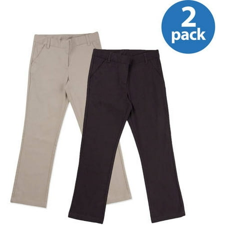 George Girls; School Uniforms, Flat Front Pant Sizes 4-16, 2-Pack Value Bundle