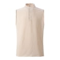 thumbnail image 4 of Men's Sleeveless Button Up Tank Tops Mandarin Collar Textured Fabric Casual Summer Beach Shirts,Khaki,XXL, 4 of 4