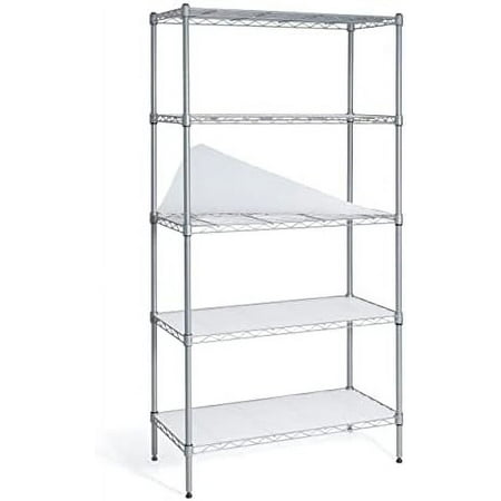 

NSF Silver Grey Adjustable Height Metal Wire Shelving Unit w/Clear Liner Steel Shelves Utility Garage Shelving Organizer Kitchen Shelving 5 Tier w/Wheels