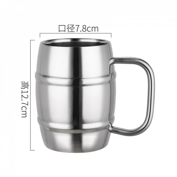 500/450ml Double Stainless Steel Beer Cup Outdoor Camping Western Coffee Cup With Handle Insulated Portable Water Cup Mugs