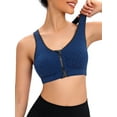 thumbnail image 5 of LELINTA Women's Zip Front Sports Bra Wireless Post-Surgery Bra Active Yoga Sports Bras, 5 of 7