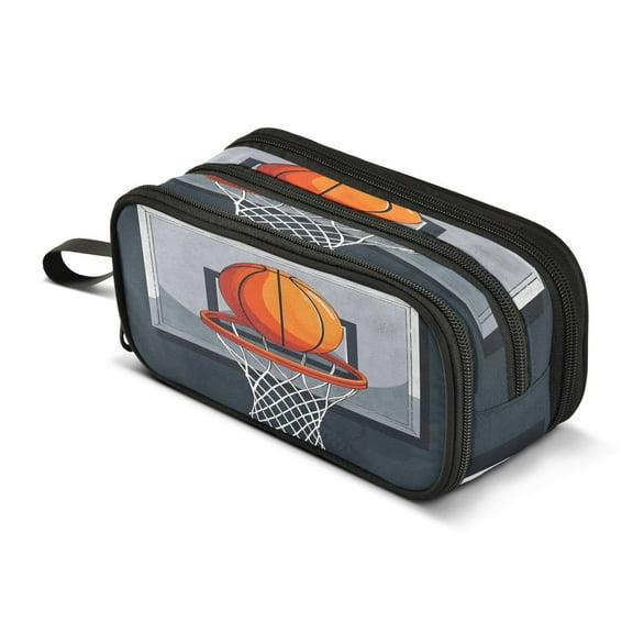 ALAZA A Basketball Pencil Case Bag 3 Compartment Pen Pouch Large Storage Holder Box Organizer