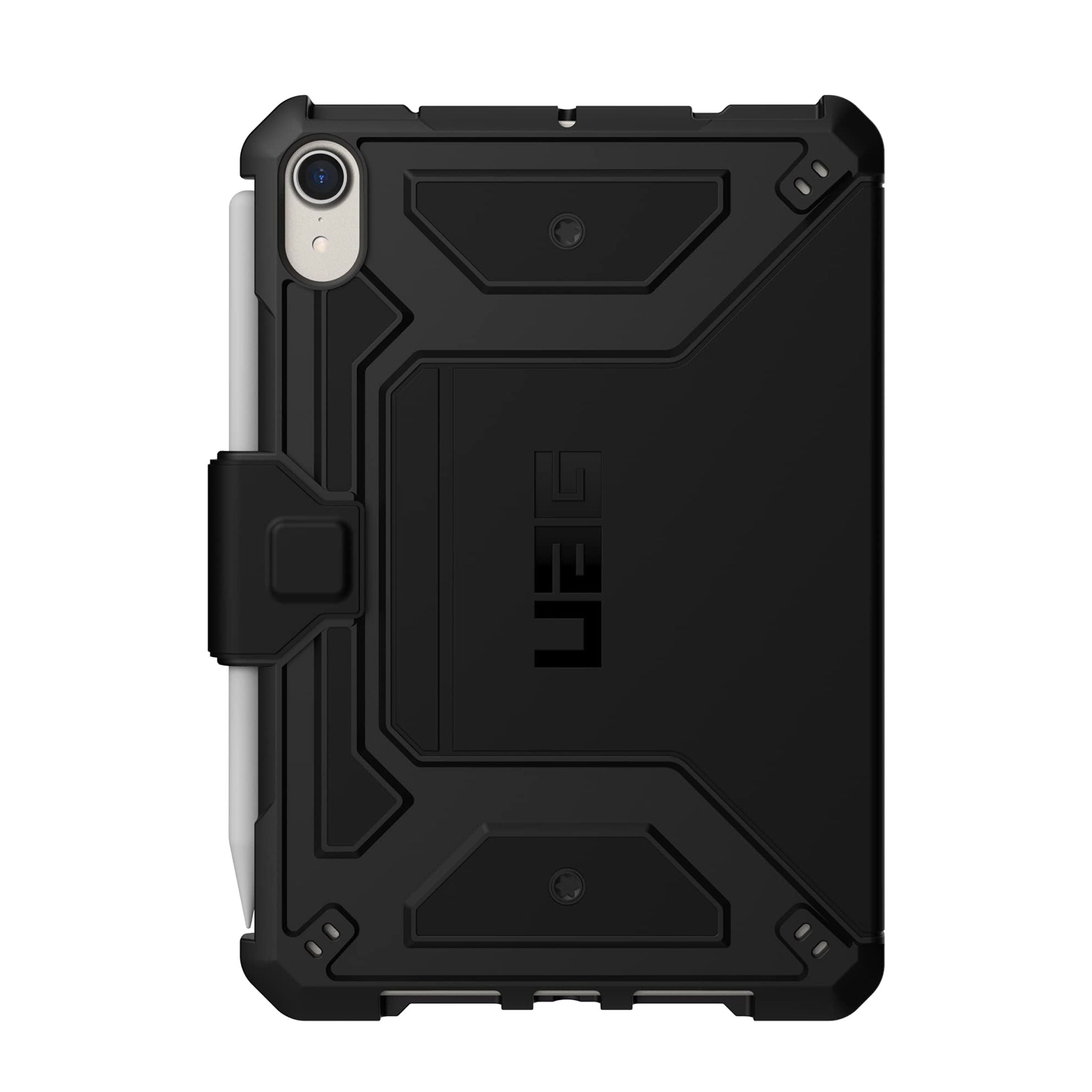 UAG iPad Mini Case (6th Gen, 2021) Rugged Smooth Exterior Material Heavy Duty Multi-Angle Viewing Folio Stand with Pencil Holder Metropolis SE Protective Cover, Black