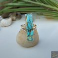 thumbnail image 1 of Boho Turquoise Ring Feroza Gemstone Handmade Ring Long Turquoise Stone Ring, 1 of 4