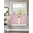 thumbnail image 2 of Sheer Curtains 45 Inch Length 2 Panels Set for Kitchen, Pink Moroccon Semi Sheer Curtains for Windows, Romantic Minimalist Modern Aesthetic Voile Window Treatments Rod Pocket Curtain, 2 of 7