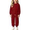 thumbnail image 5 of XAOFW Girl Outfits Long Sleeve Solid Color Sweatshirt Jogger Sweatpants Little Girls Fall Winter Cozy Clothes Sets 10-11 Years, 5 of 9