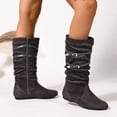 thumbnail image 6 of Women's Extra Wide Calf Knee High Slouchy Boots, Wide Width Tall Boots with Flat Heel Side Zipper Gray 8.5(41), 6 of 6