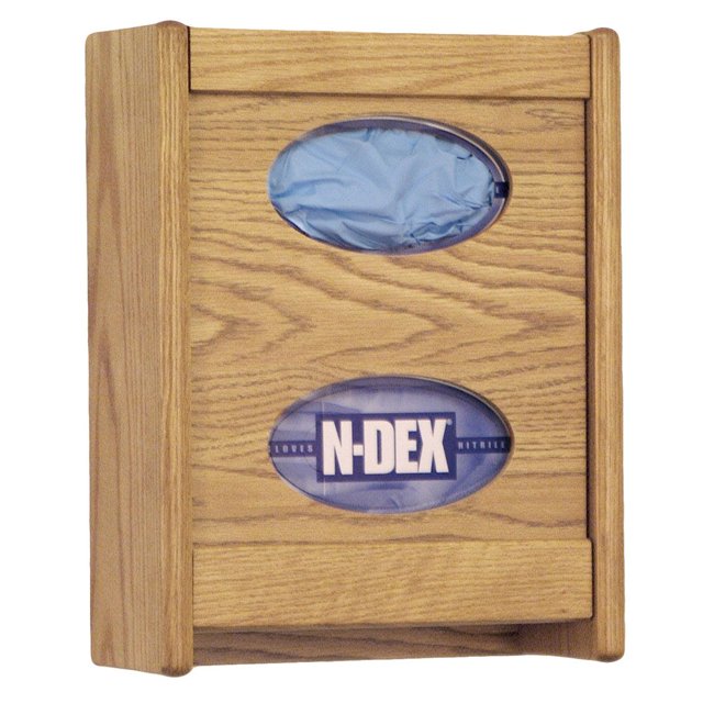 Mazo De Madera Con 2 Bolsillos Para Guantes/Caja De Pañuelos, Roble Mediano