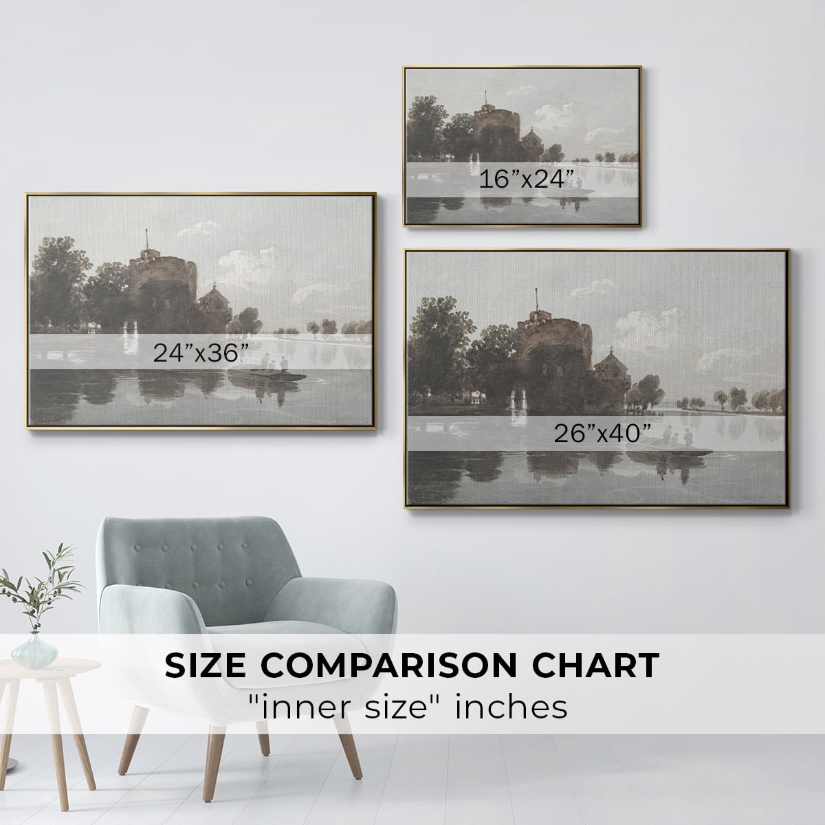 Vintage Landscape-CCCXLIV By Wexford Home Framed in Gold Wood Gallery Wrapped Canvas 25 in. x 37 in.