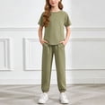 thumbnail image 2 of Summer Outfits for Teens 2026 Size 6-14Y Girls Clothes 2 Piece Spring Solid T-Shirt&Top Wide Leg Pants Fall Outfits Y2K Clothing Set, 2 of 6