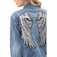 thumbnail image 2 of Vocal Womens Denim Jacket with Sequence Wing Patch (Medium, Denim), 2 of 4