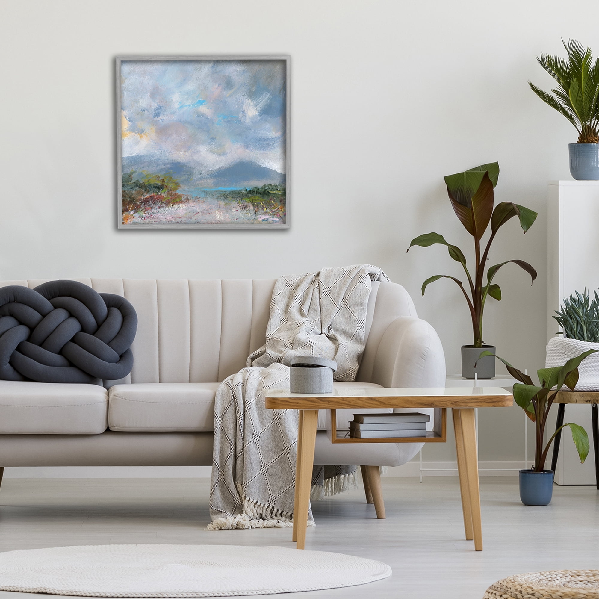 Stupell Industries Expressive Mountain Mists Gray Framed Giclee Art, design by Leslie Birch