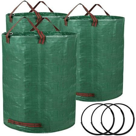 iPower Growlight 3-Pack 72-Gallon Reusable Garden Waste Bags for Patio, Yard, Trash Can, Laundry Container