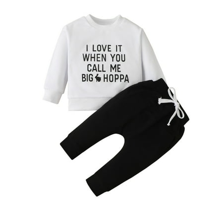

OAUP 2PCS Newborn Infant Toddler Boys Girls Outfit Sets Baby Print Letter Long Sleeve Pants Pullover Tops Hoodie Trousers Set Clothes Autumn Leisure Fashion Outfit 0M-3Y