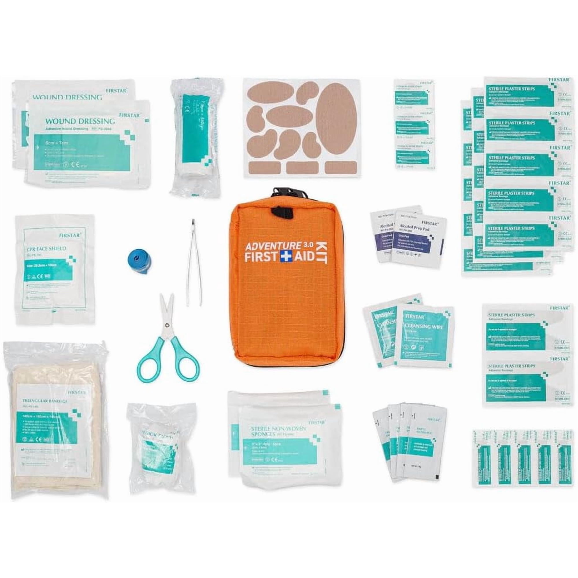 Ultralight First Aid Kit, Water Repellant Shell – Small Kit for Camping, Hiking, Outdoor Sports, Adventure, Travel, Biking 71 Piece Adventure 3.0 Essentials