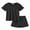 Black, variant on Arshiner Girls Shorts Set 2 Piece Ribbed Knit Summer Outfit Short Sleeve Top & Elastic Waist Shorts Casual Playwear
