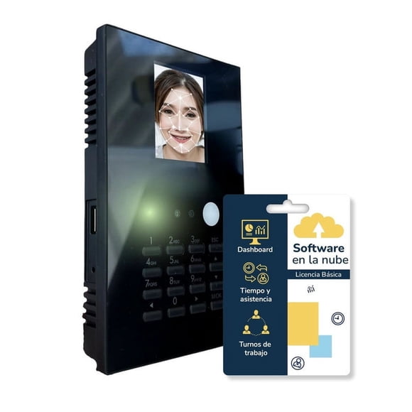 BioNet Reloj checador biométrico serie E, más licencia Básica, asistencia de tiempos de 50 empleados por reconocimiento facial, máquina para fichar, marcar tarjeta, control de asistencia