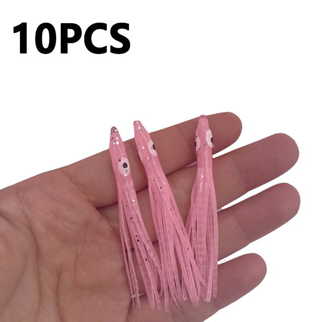 6Cm Pack Of 10 Sea Saltwater Squid Fishing Lures Luminous Glow In The Dark