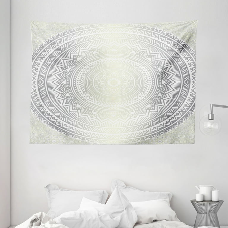 Grey and white mandala tapestry hotsell