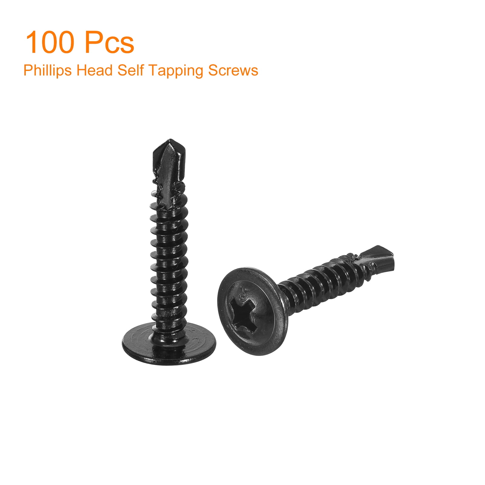 100Pcs #8 X 1-1/4" Self-Tapping Screws For Metal - 410 Stainless Steel Hex Head