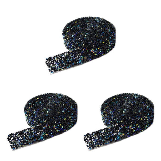Inteprter Bling Stickers Glitter Rhinestone Chain Fix Decor Beads Llamativo Taladro portátil Strip Black AB 1 Code 1.5cmWidth Type1 NO1 Inteprter CBP362244