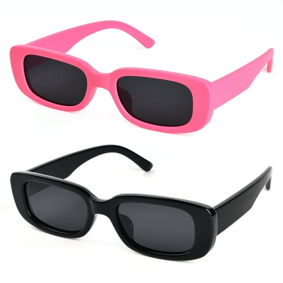 TINHAO 2 Pairs Sunglasses for Women Men Trendy Retro Rectangle Sunglasses with Polarized UV 400 Protection Party Sunglasses