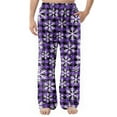 thumbnail image 3 of Garbnen Snowflake Flannel Sleep Pants for Men Winter Fluffy Fleece Men's Sleep Pants with Pockets Wide Leg Elastic Band Lounge Pj Bottoms for Men, 3 of 7