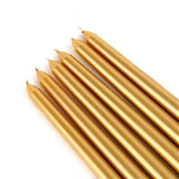 Jeco CEZ-107 12 in. Taper Candles, Metallic Bronze Gold - 12 Piece