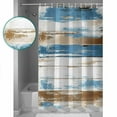 thumbnail image 4 of Blue Brown Shower Curtain, 48" x 72", Wood Grain Oil Painting Vintage Abstract Art Waterproof Bathroom Curtain Washable Shower Curtain Set with 12 Hooks, 4 of 6