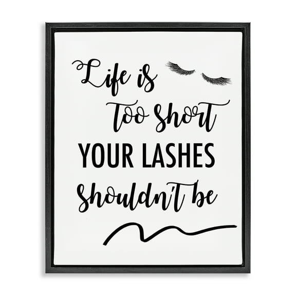 Stupell Industries Fun Lashes Phrase Beauty & Fashion Painting Black Floater Framed Art Print Wall Art, 17 x 21
