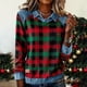 thumbnail image 3 of RKSTN Women's Plaid Print Sweatshirts Oversized Lapel Denim Patchwork Stitching Pullover Top Womens Casual Plus Size Turndown Collared Loose Long Sleeve T Shirts Trendy Retro Streetwear Sweatshirt, 3 of 5