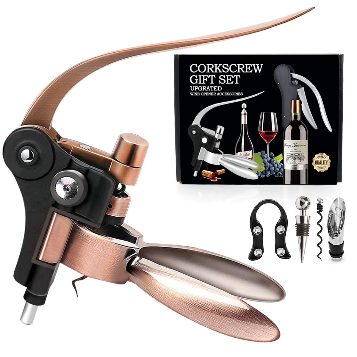 Rabbit Wine Bottle Opener Corkscrew Set,upgrade Corkscrew Kit with Foil