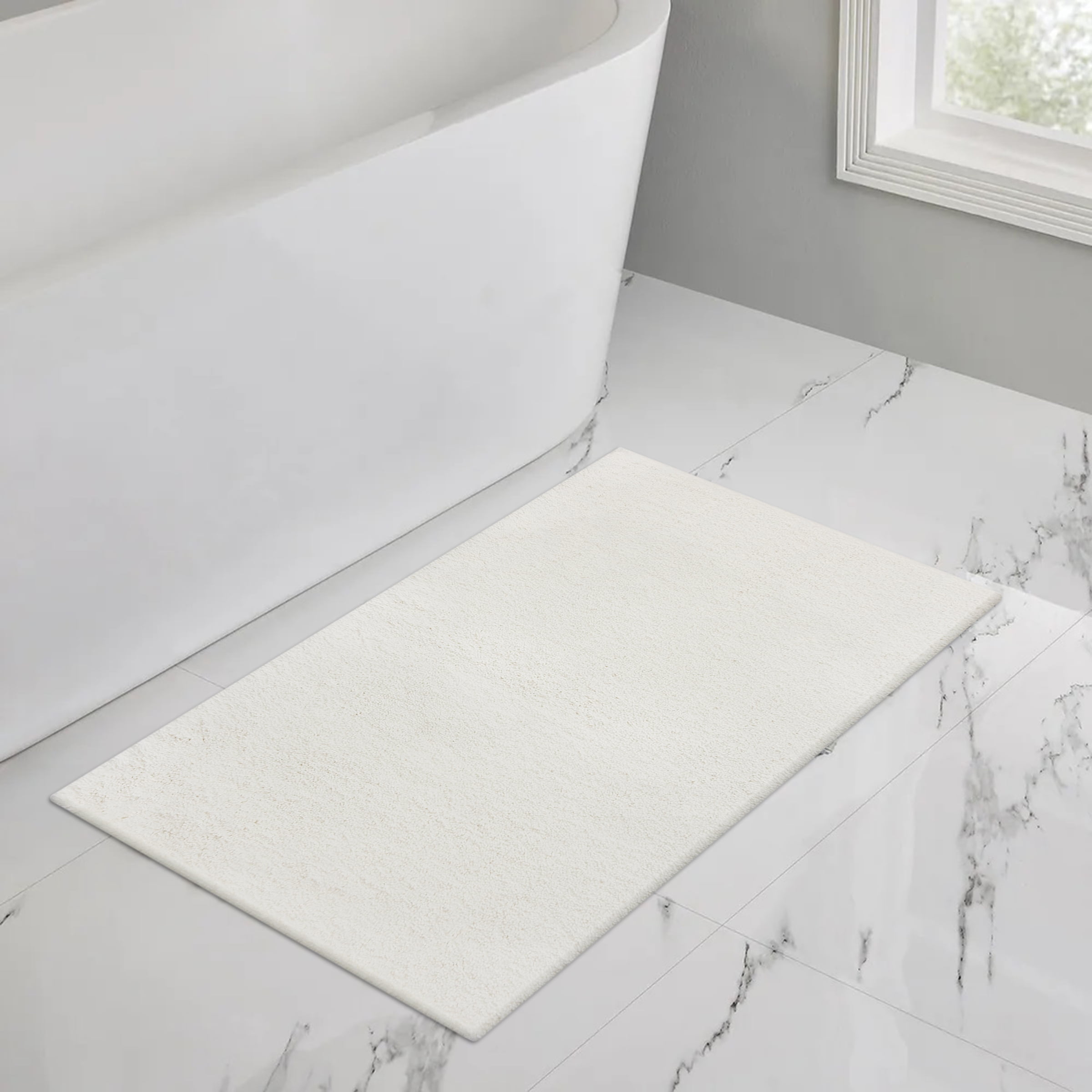 Mainstays Performance Recycled Polyester Bath Rug, Arctic White, 20" x 34"