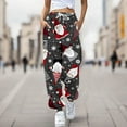 thumbnail image 2 of Zhuashum Christmas Sweat Pants For Womenshigh Waist Xmas Cartoon Santa Print Loose Strappy Patchwork Sweatpants With Pocket Wide Leg Jogger Trousers Lightweight Clothes Grey Xl, 2 of 4