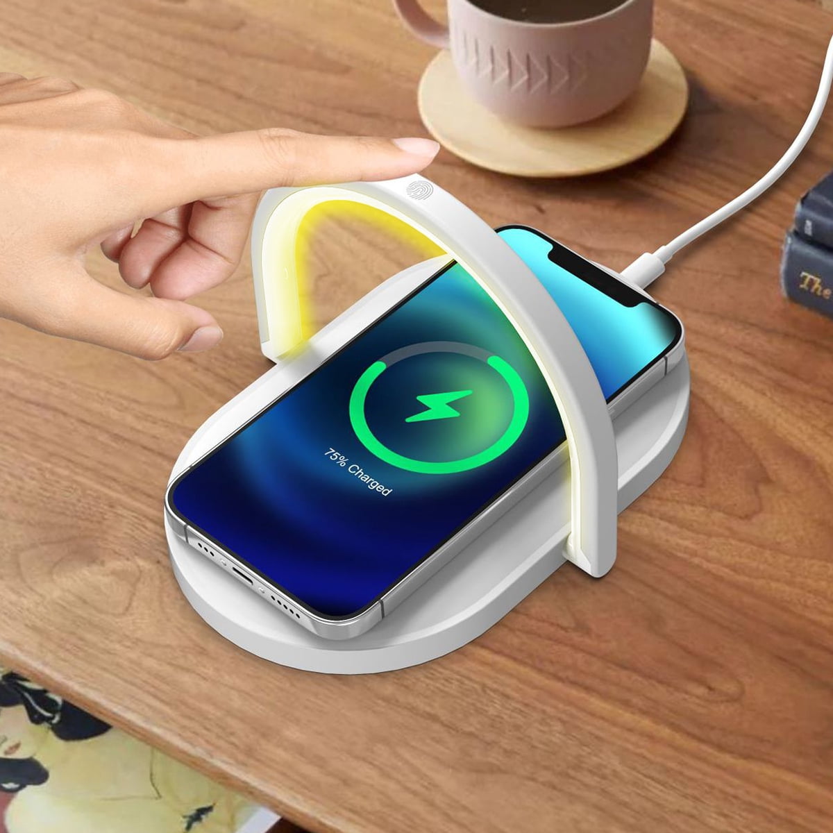 Zunammy 3 in1 LED Desk Lamp W/Fast Wireless Charger Bedside Light - White