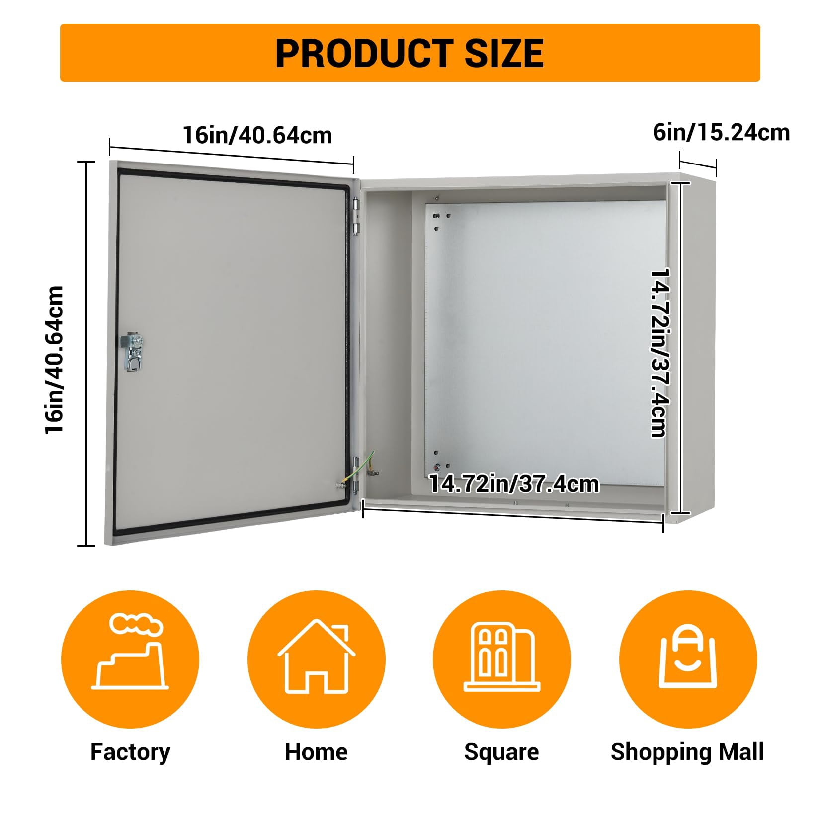 Kojooin Lockable Outdoor Electrical Box, NEMA 4X Steel Enclosure, IP67 Waterproof Dustproof Junction Box with Mounting Plate and Key for Indoor Outdoor