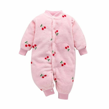 

clearance Baby Girls Boys Warm Romper Clearance Sale Autumn Winter Infant Toddler Baby Long Sleeve Print Plush Romper Jumpsuit Pink 9-12 Months