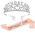 thumbnail image 1 of Birthday Tiara Rhinestone Decorative Party Crown with Party Sash for Girls, 1 of 10