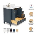 thumbnail image 3 of Ariel Cambridge 37 In. Left Offset Oval Sink Vanity With White Quartz Countertop In Midnight Blue, 3 of 10