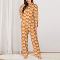 thumbnail image 2 of Pajama Sets for Women 2 Pcs, Cute Fox Faces Pattern Button Down Long Sleeve Sleepwear Lounge PJ Sets, 2 of 6
