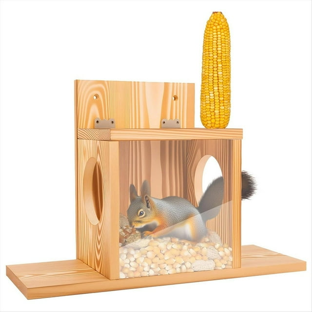 Comedero para Ardillas para Exteriores, Comedero de Madera para Mesa de Picnic, Casa para Ardillas, Comederos de Madera para Ardillas.