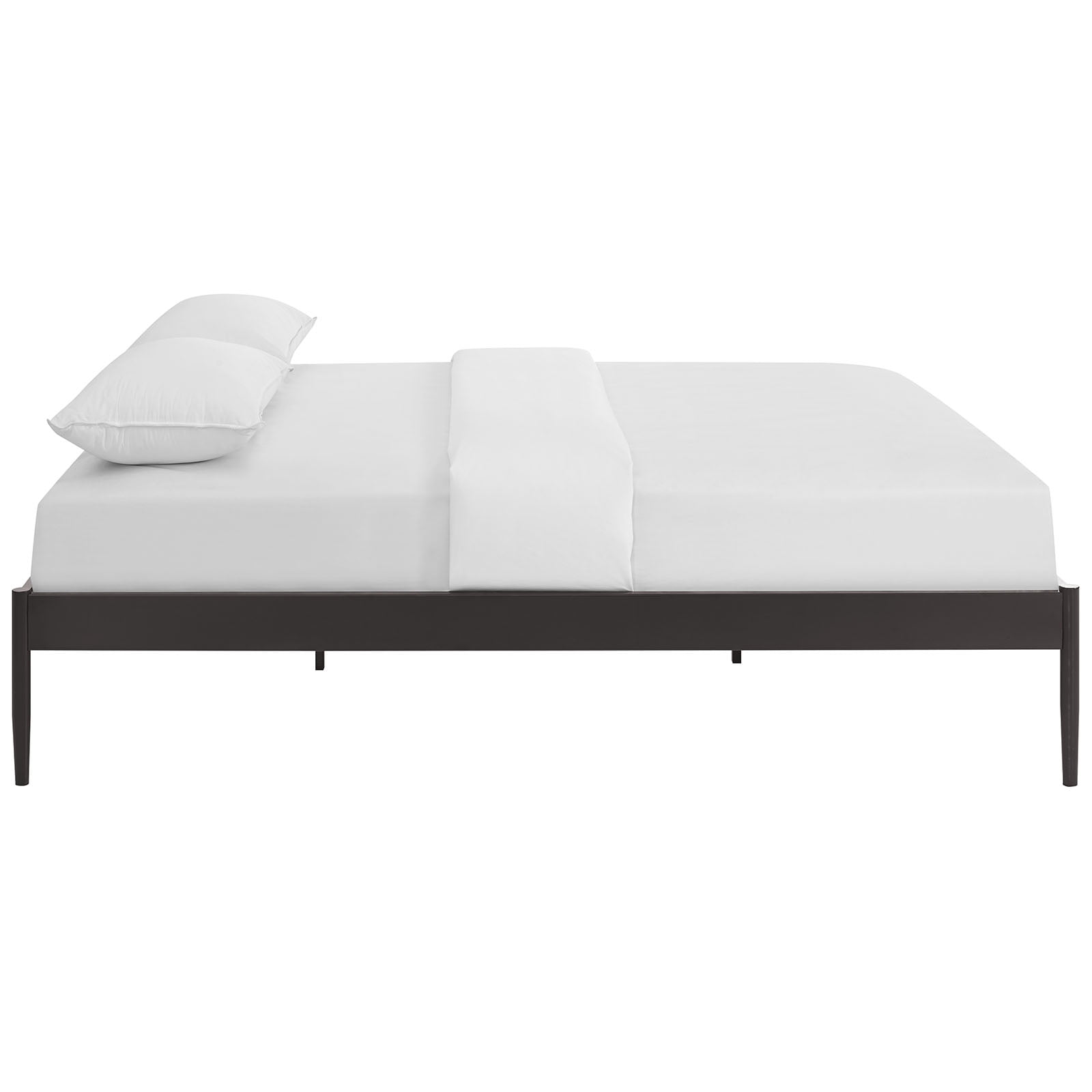 Modern Contemporary Urban Design Bedroom King Size Platform Bed Frame, Brown, Metal Steel