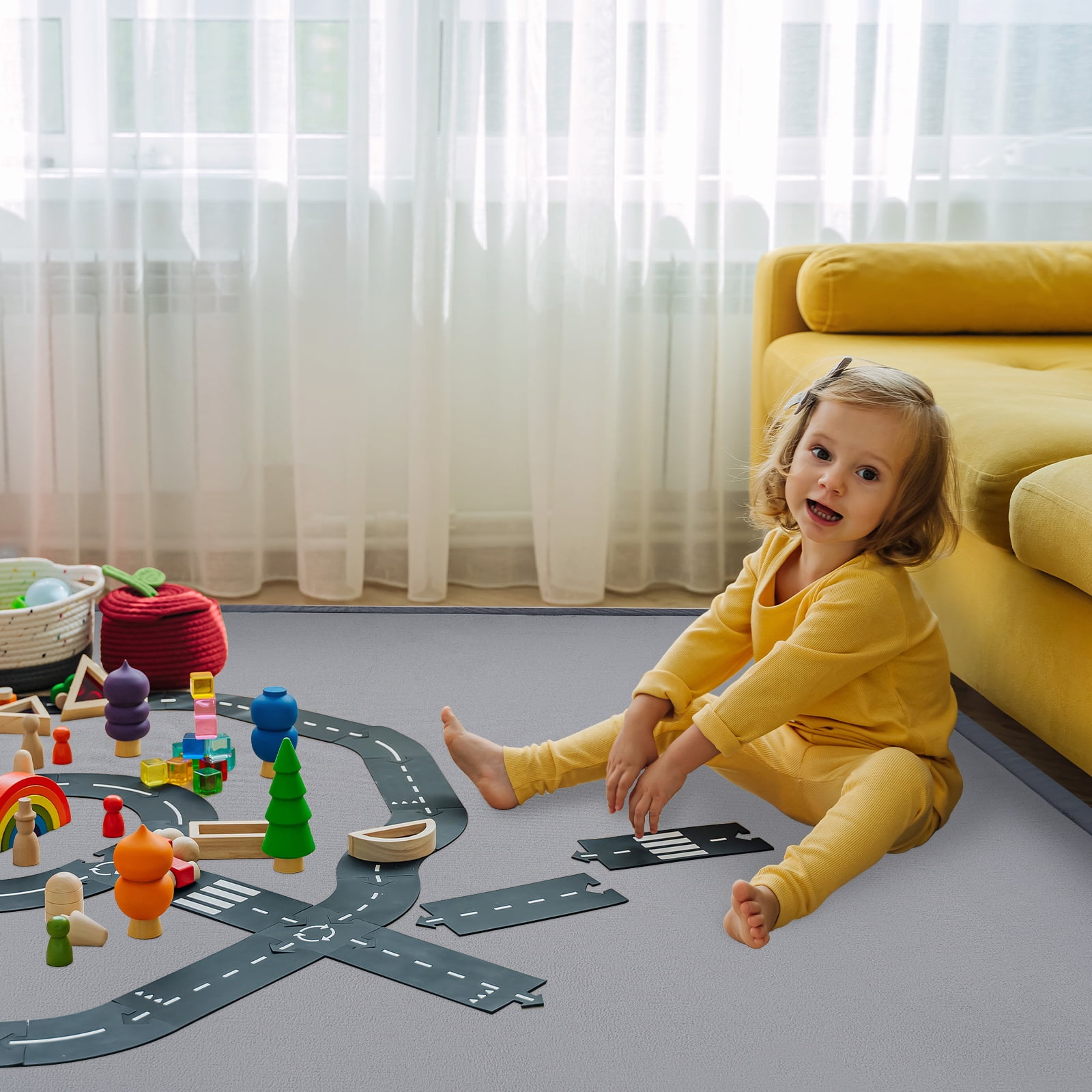 Slsy Baby Play Mat Nursery Rug, 1.4" Thick Memory Foam Soft Padded Carpet with Non-Slip Backing, Crawling Mat Exercise Pads Carpet for Babies, Toddlers, Infants, Kids